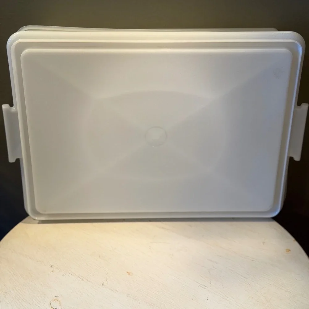 Tupperware Rectangular Serving Tray Platter with‎ Lid White Divided